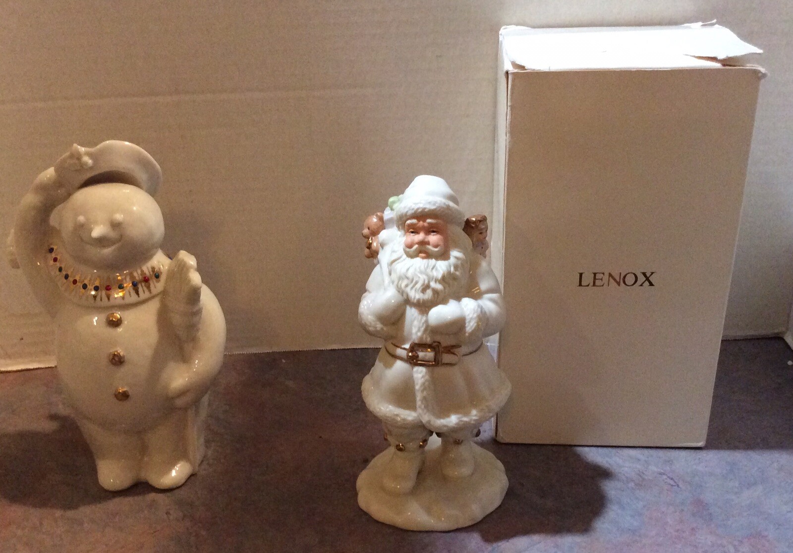 Lenox Classic Santa Claus Figurine & Lenox China Jewel Snowman MIB