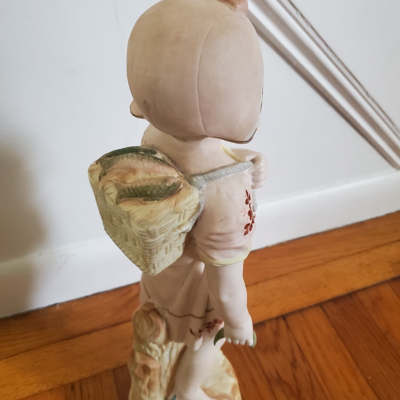 Antique Early 20th Century German Bisque Porcelain Victorian Girl Figurine 18″