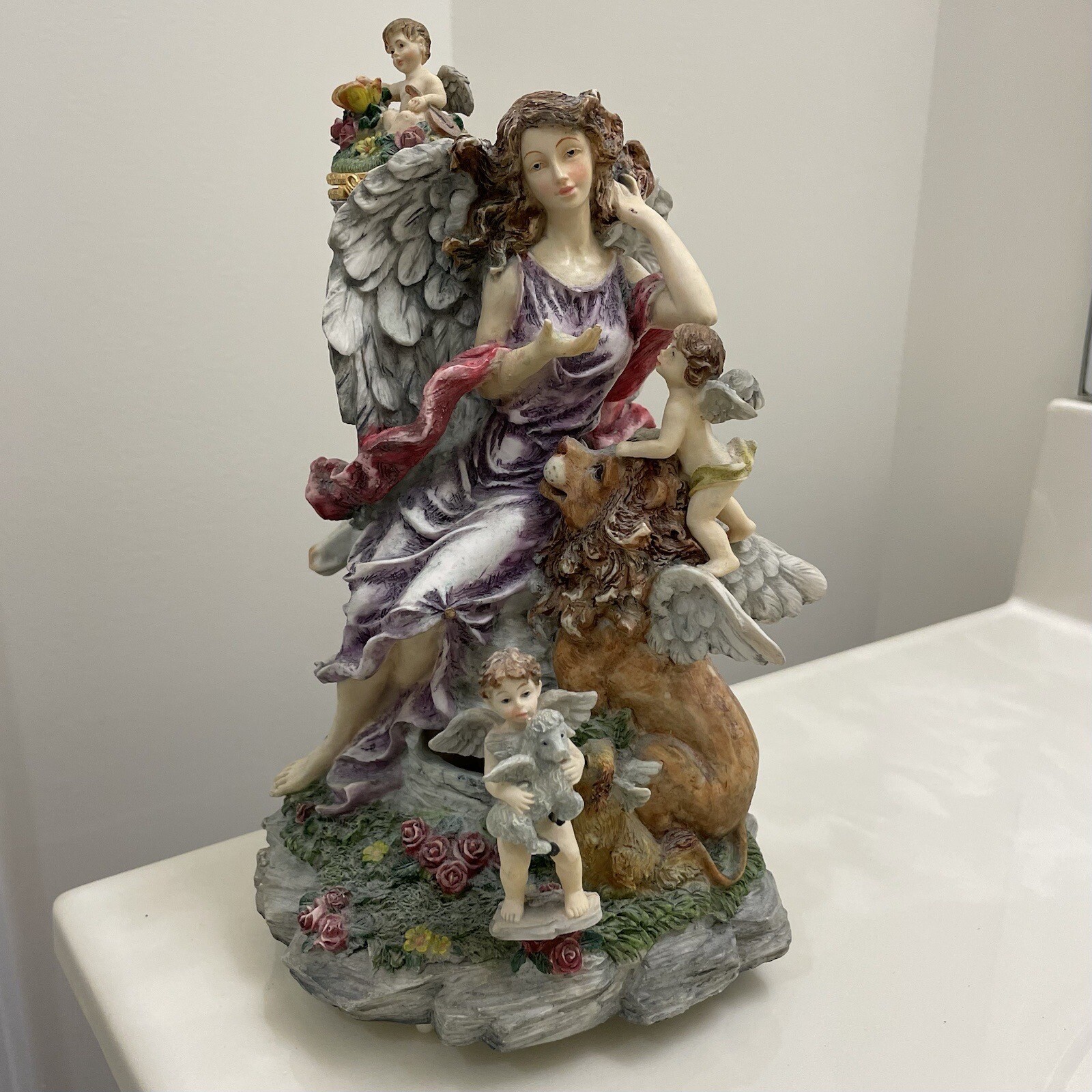 Jesus Loves the Children Musical Figurine Guardian Angel Trinket Box Fantasy