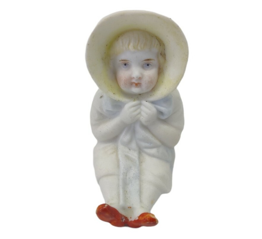 Small All Bisque Piano Baby Doll Miniature Figurine