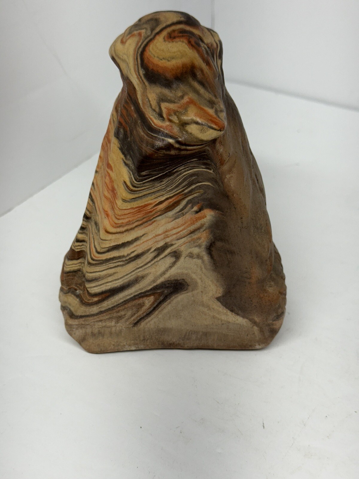 Vintage Native American Eagle Bookends Swirl Layered Clay Resin Western Decor