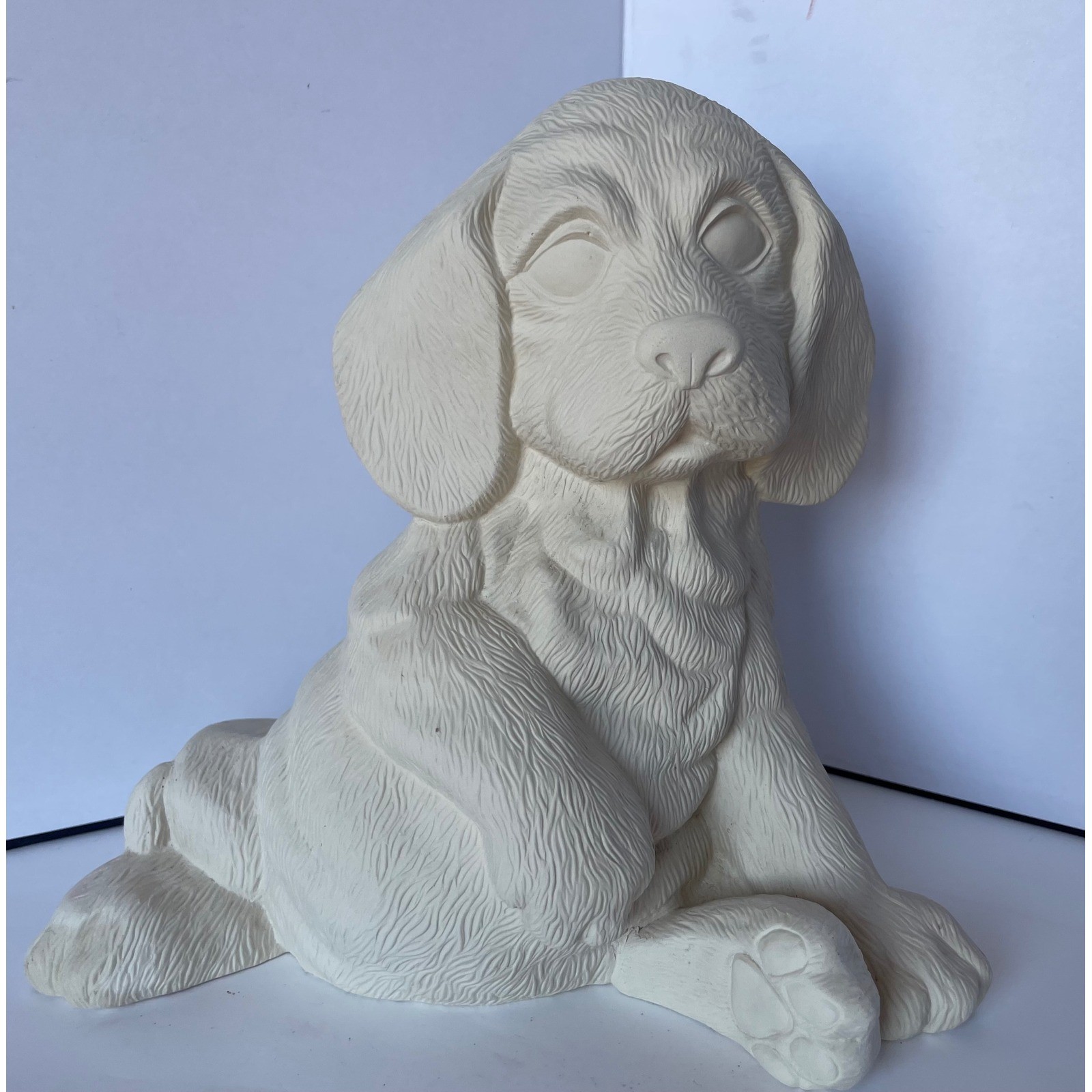 Ceramic Puppy Figurine White Excellent 1993 Bisque DIY Dog Statue