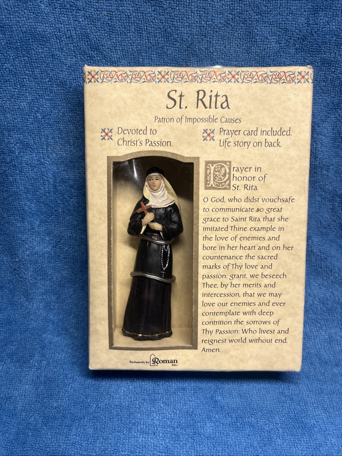 New 4” Roman Patrons & Protectors St. Rita Saint Comes with Prayer Card NOS