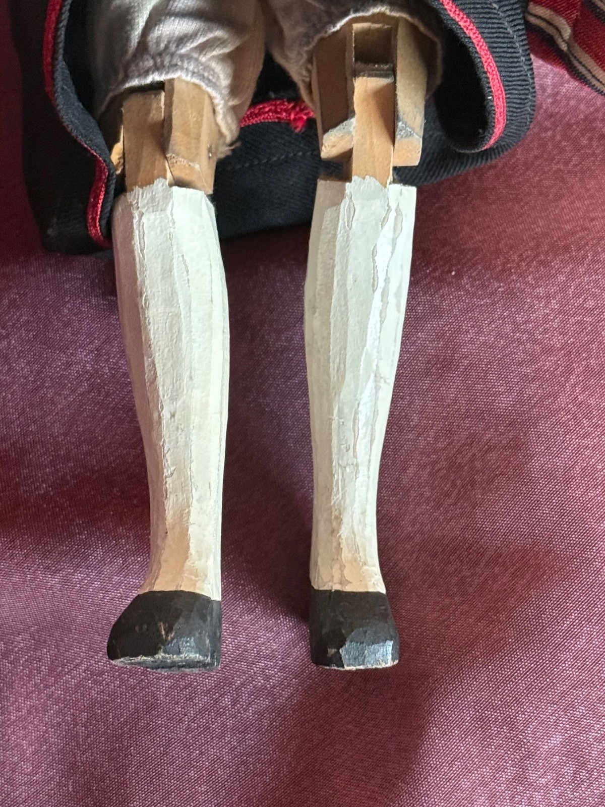 Vintage Swiss Hand Carved Wooden Girl Doll Head Cloth Body Hand made Costume