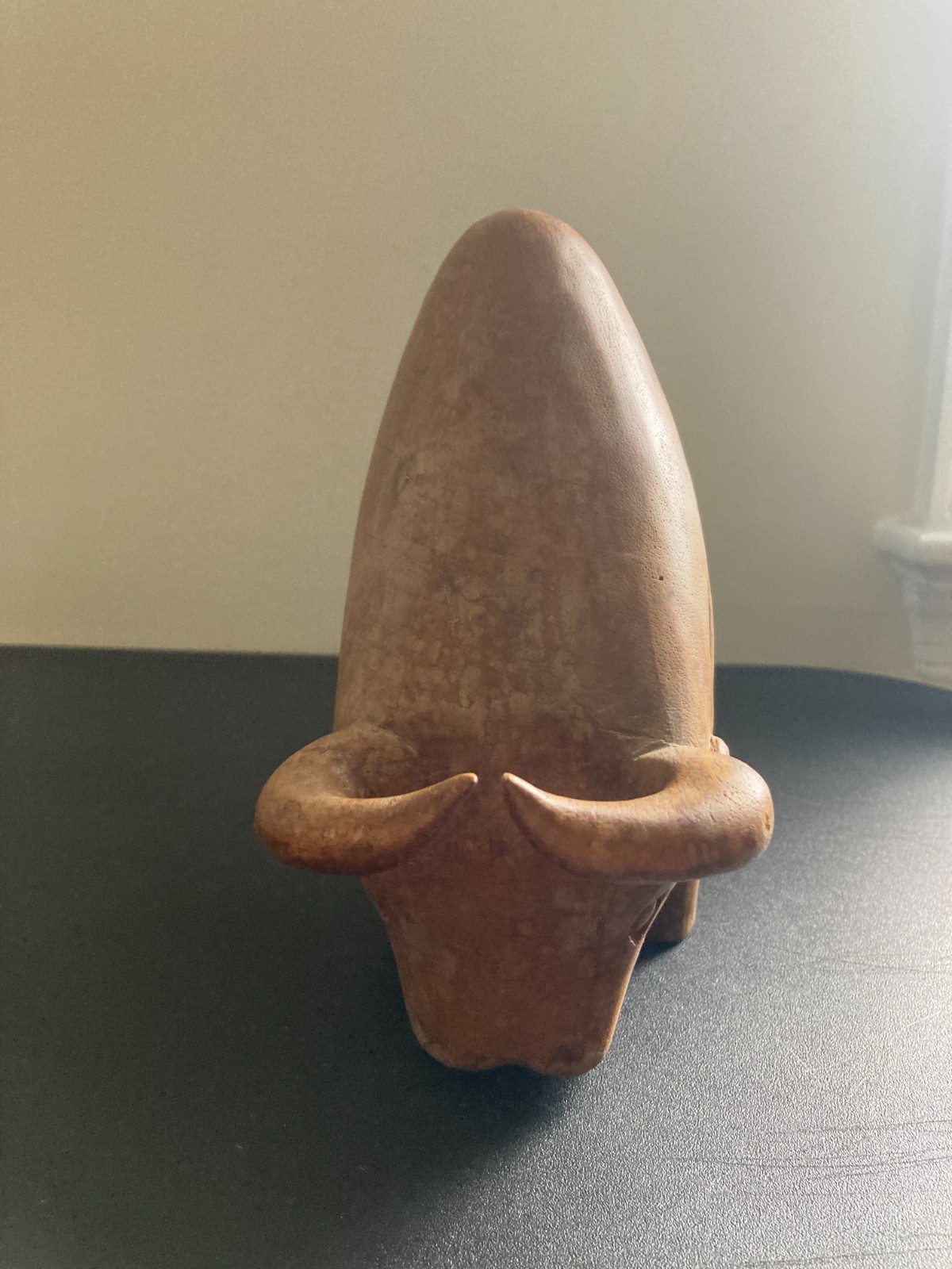 Vintage Hand Carved Solid Wood Wooden Ox Bull Figurine Primitive Art 10″ 2lb