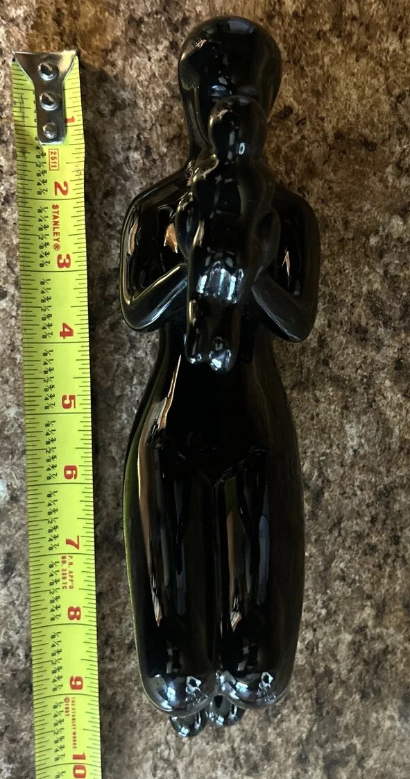Mother and Child Love Black Ceramic Sculpture Figurine