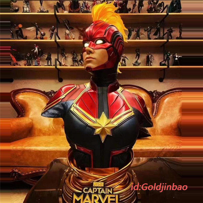 Captain Marvel 1/1 Scale Bust Resin Model Painted Statue In Stock Custom-made