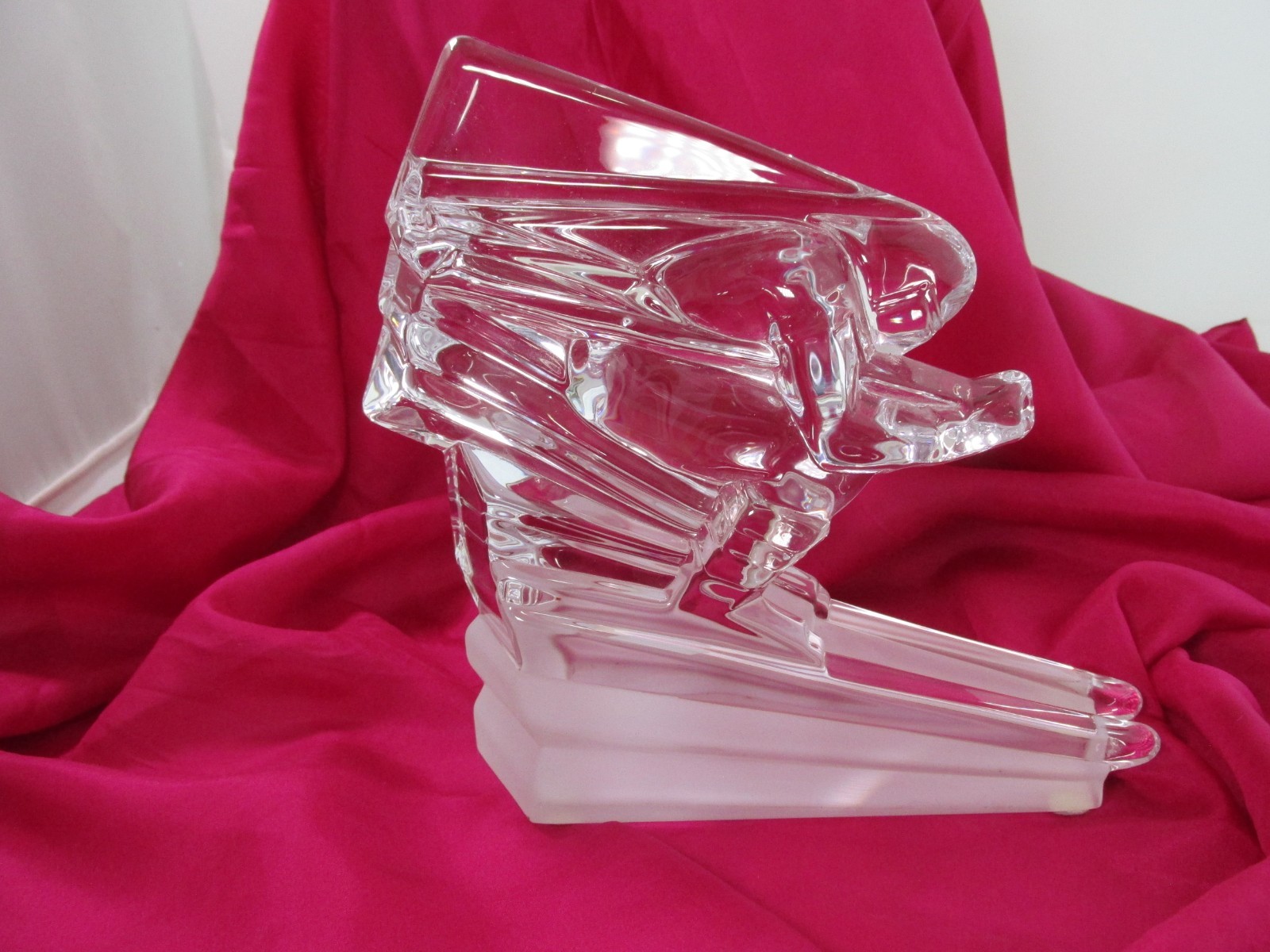 Cristal De Sevres France Crystal Glass Art Deco Style Skier Downhill Ski READ