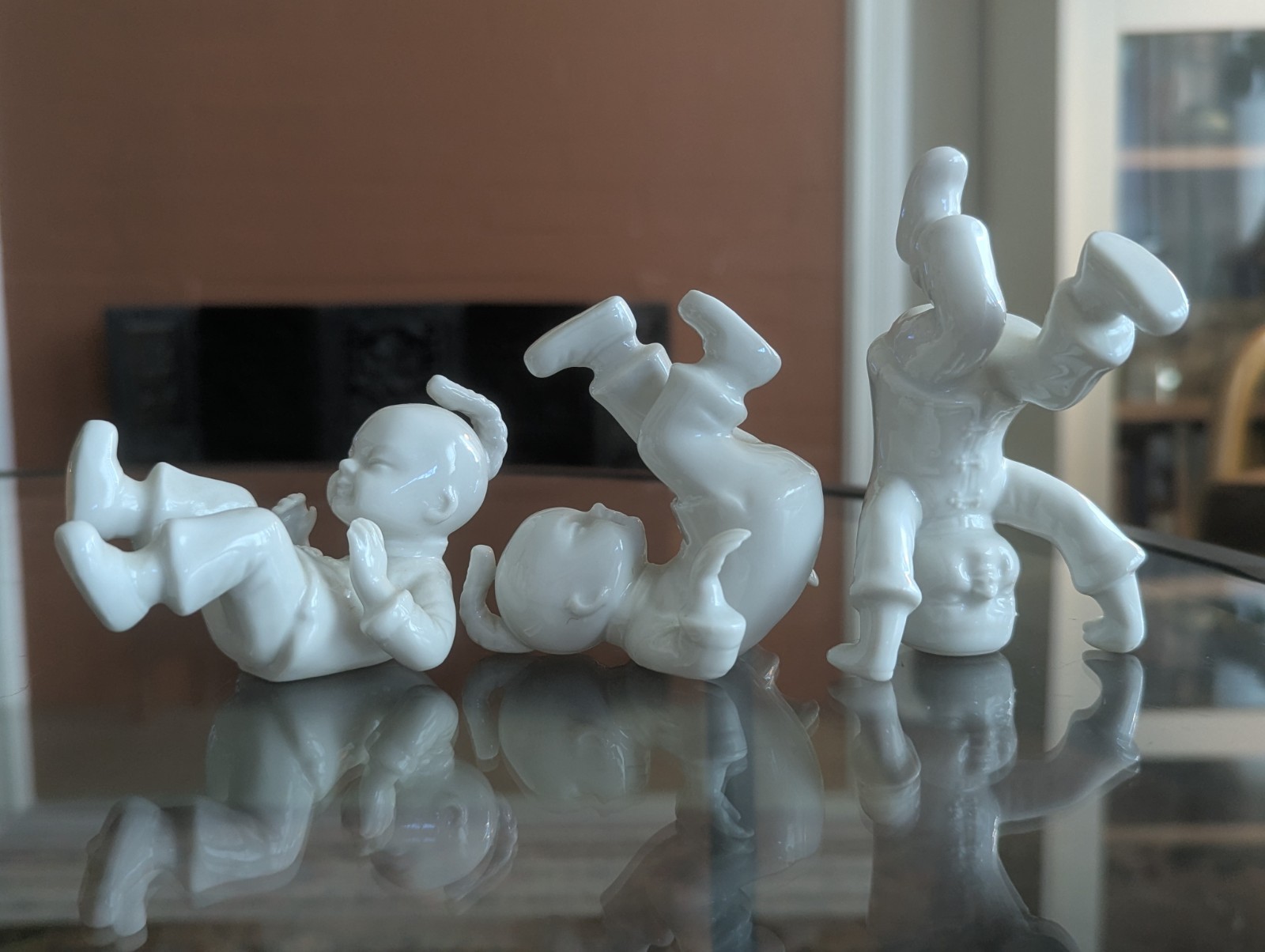 Vtg Fitz & Floyd Japan Tumbling Children White Porcelain Figurine Set Gymnastics