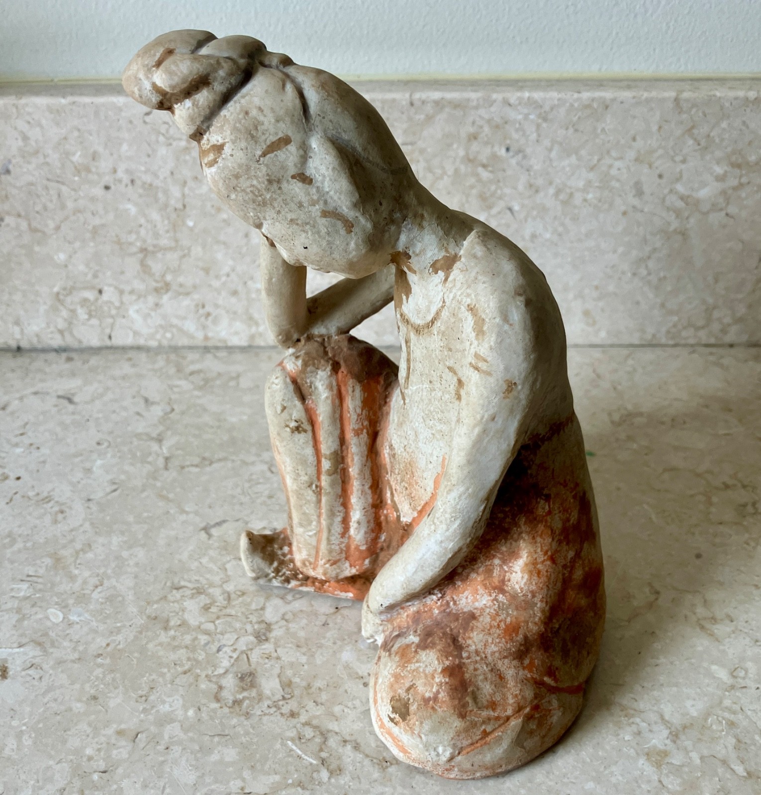 Vintage Hand Crafted 6″ Resting Dancer Figure EarthTone Statue Rare MMA