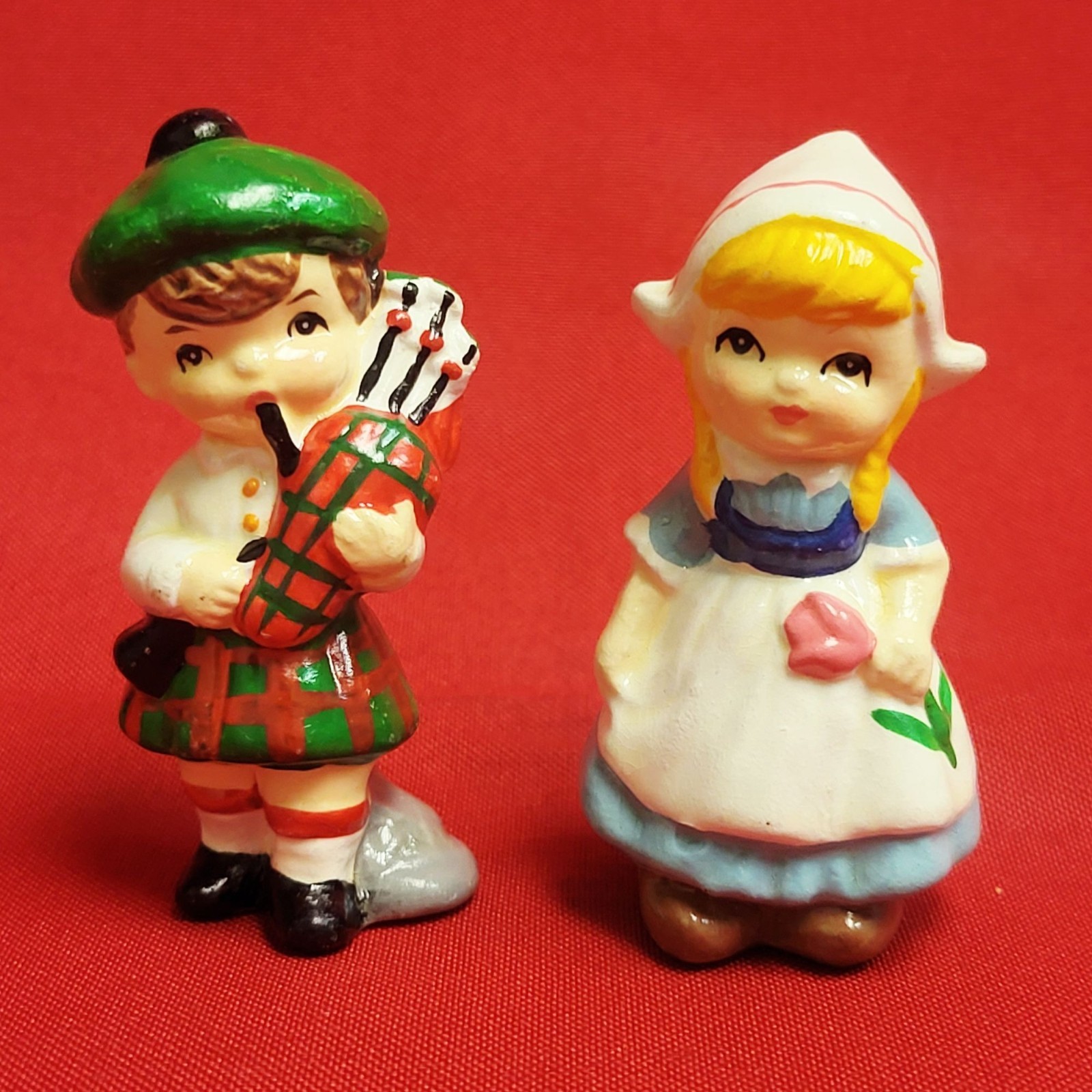 Vintage Miniature Scottish Boy Dutch Girl Porcelain Figurines