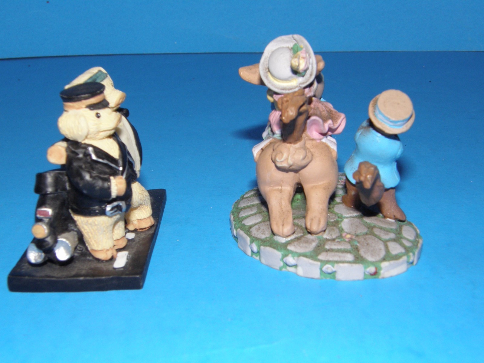 1993 AVON KATHY JEFFERS CAROUSEL COLLECTION, BUNNY RABBIT & 2 PIGS ON MOTORCYCLE