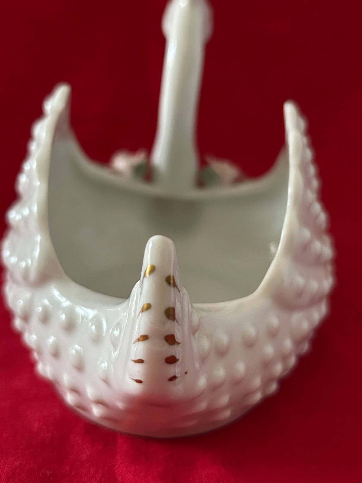 Vintage Lefton Japan Porcelain Swan White Hobnail Trinket Dish Wedding Décor MCM