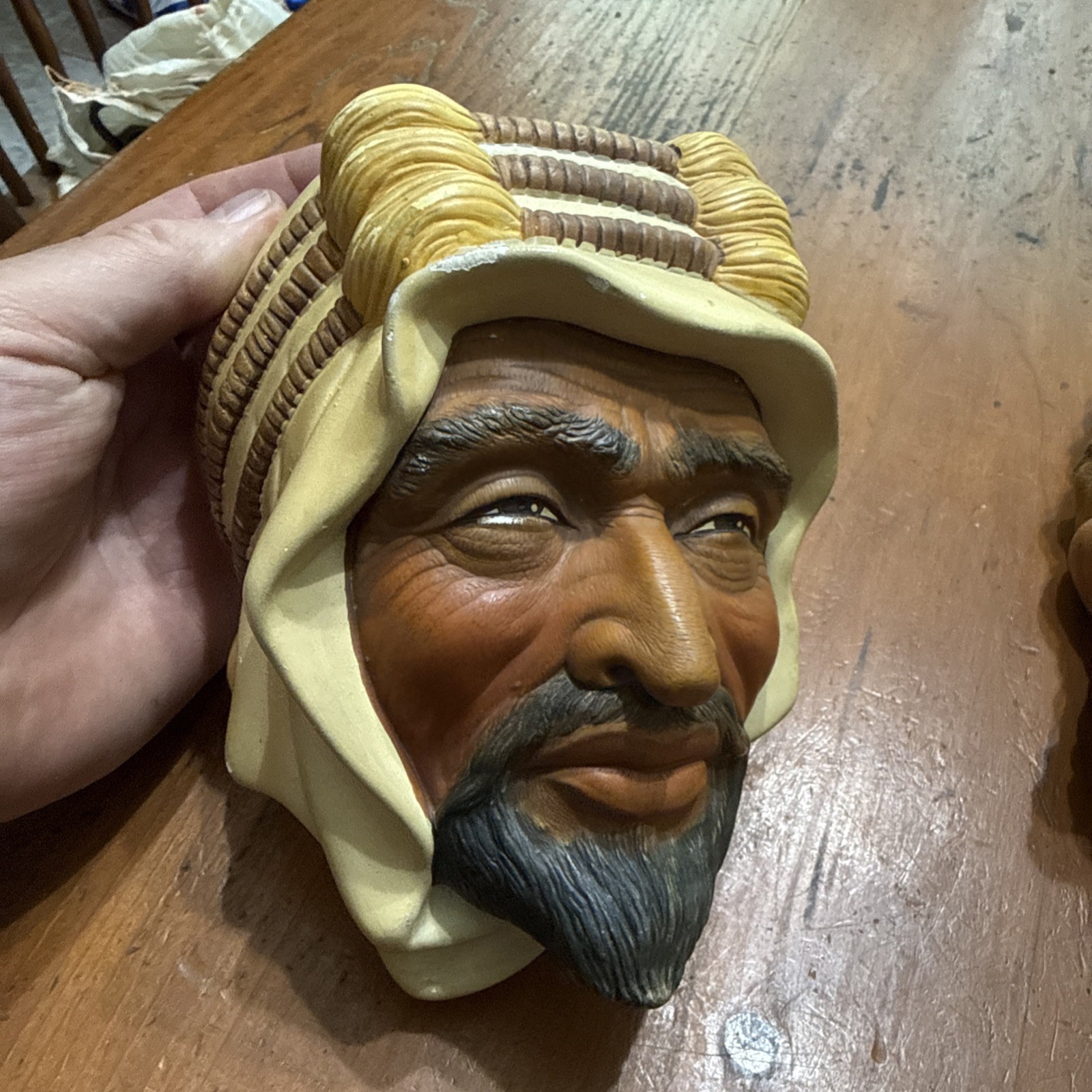 VTG RARE Legend Productions England Sheik & Turkish Lot Chalkware Heads 7 Inches