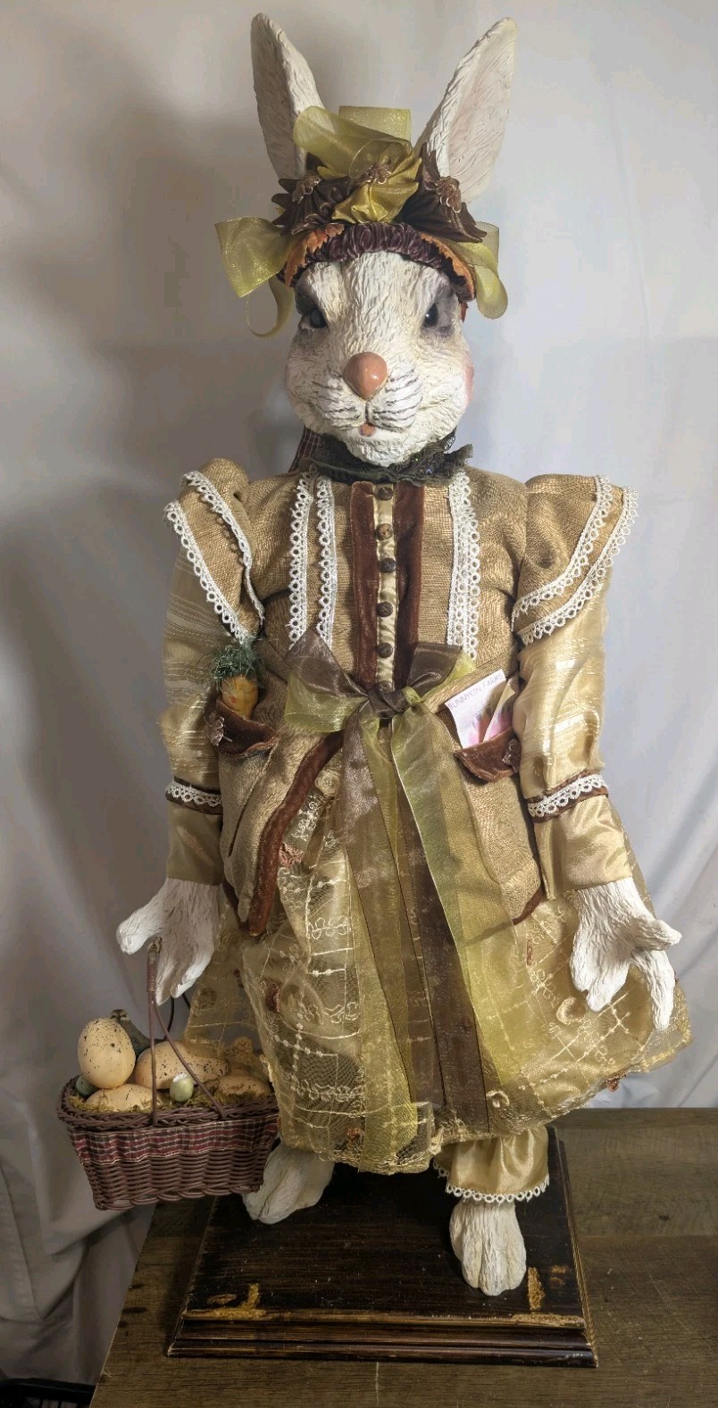 34” Large Easter Rabbit Figure Victorian Style Heirloom Spring Decor
