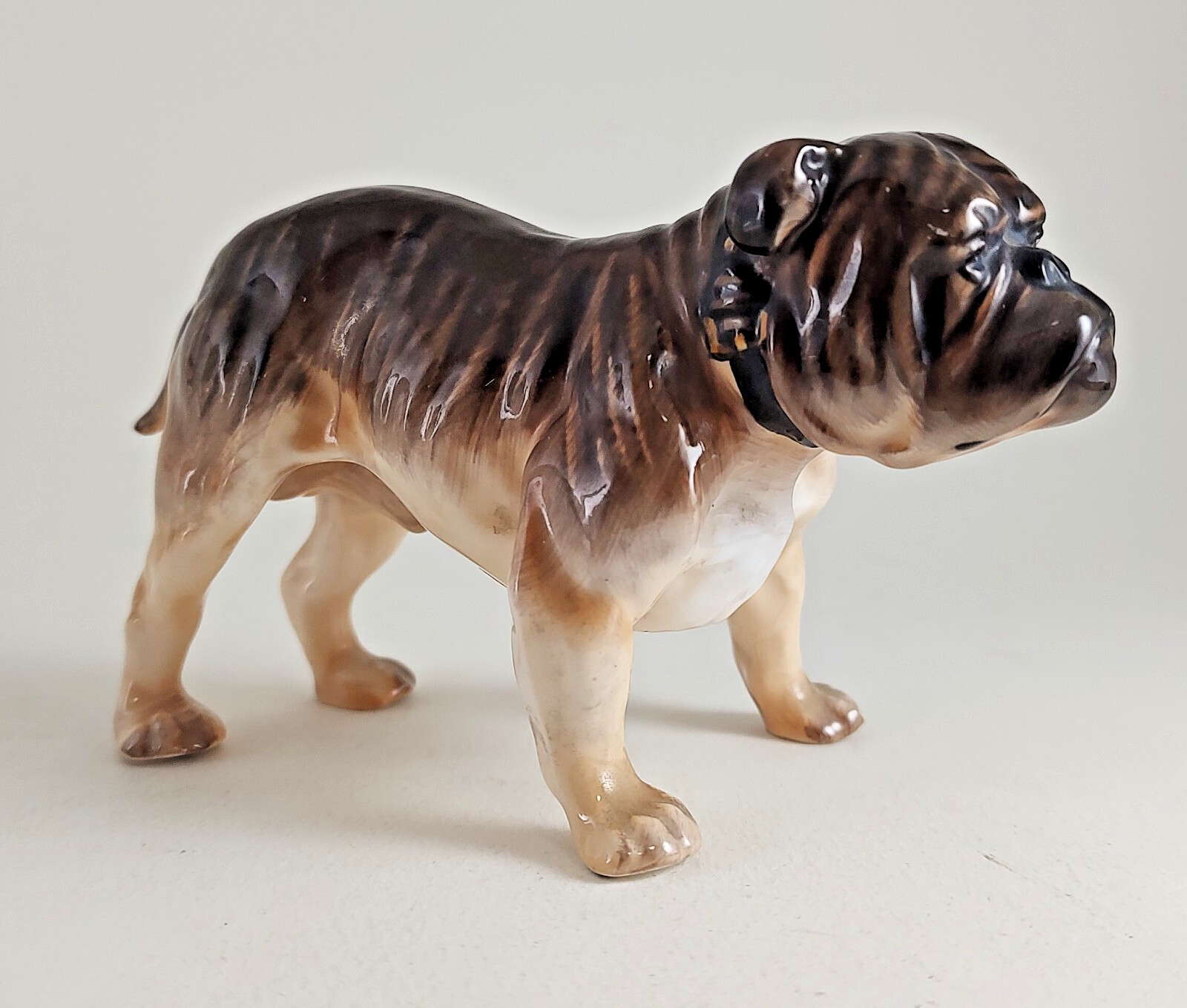 Vintage Royal Doulton Bone China Brindle Bulldog HN 1044 – 5″ Long x 3.25″ High