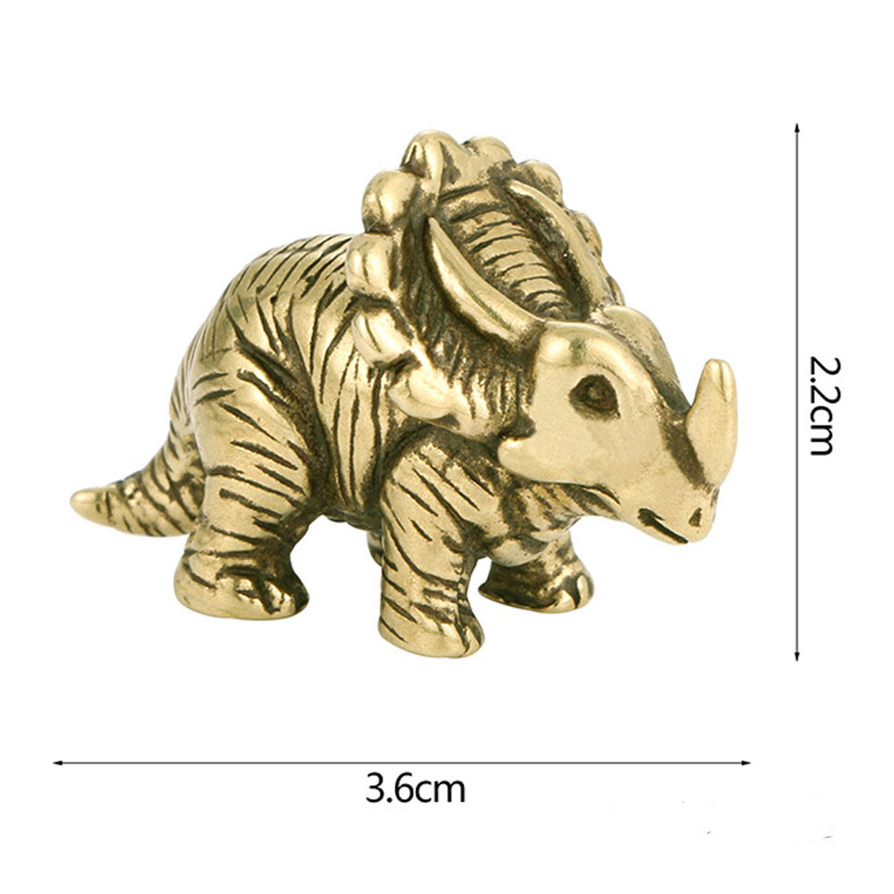 2PC Brass Dinosaur Statue Ornament Home Desk Decoration Animal Statue Toy Crafts