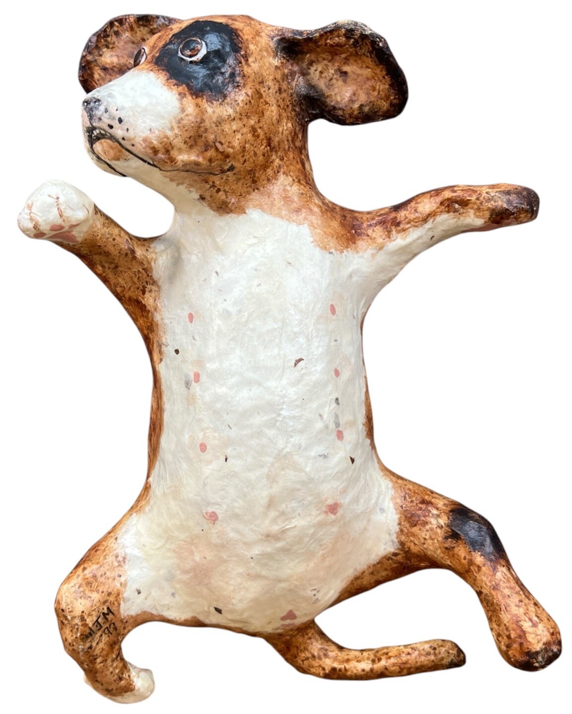 Paper Mache Dog Handmade 10 in Shelf Sitter