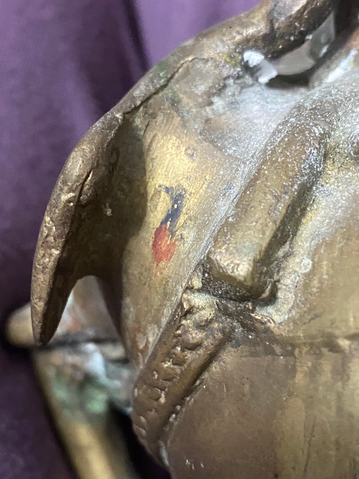 Heavy Early 20thC Solid Brass Indian Elephant on Wheels 7″ 3.7 lbs