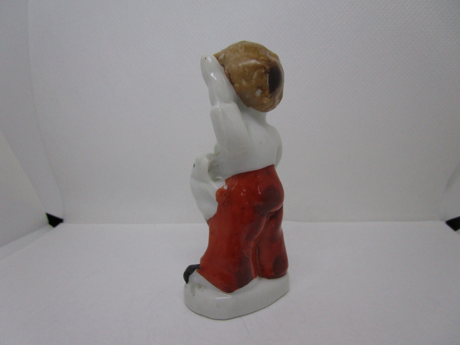 Vintage Japan Handpainted Porcelain Little Boy with Dog 3.5 inches tall