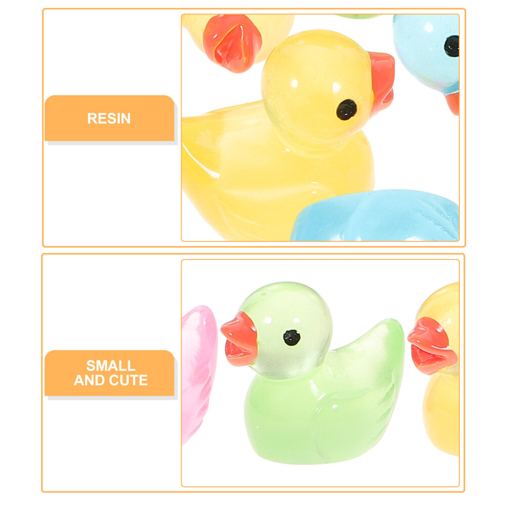 50pcs Miniature Duck Decor Luminous Miniature Garden Ornaments Figure Layout