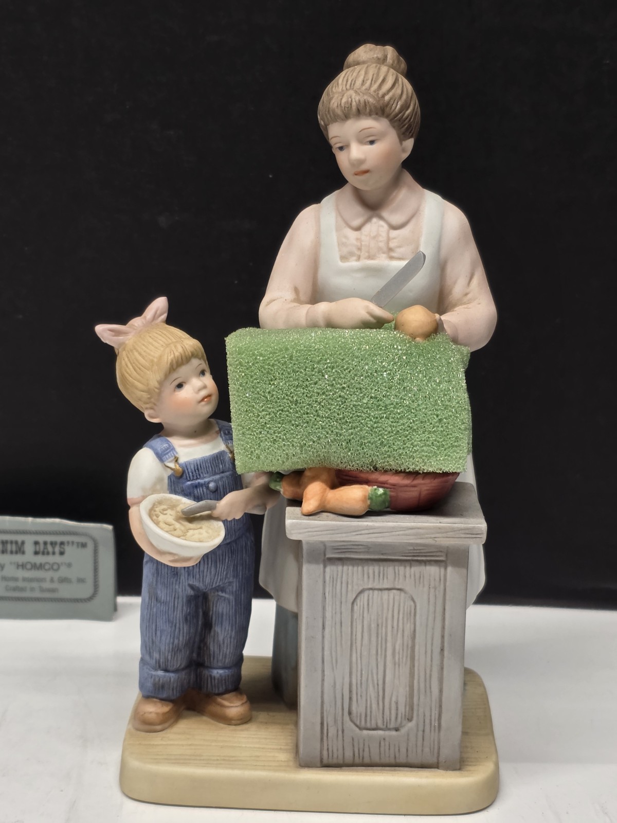 Homco Vintage Denim Days Figurine “Helping Mom” #8821 from 1985