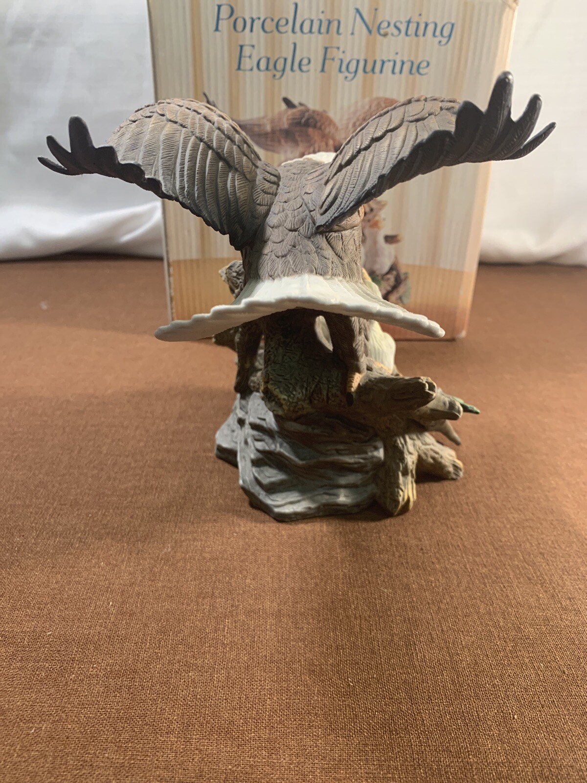 Porcelain Nesting Eagle Figurine- Bird of Pray Nest Babies Vintage