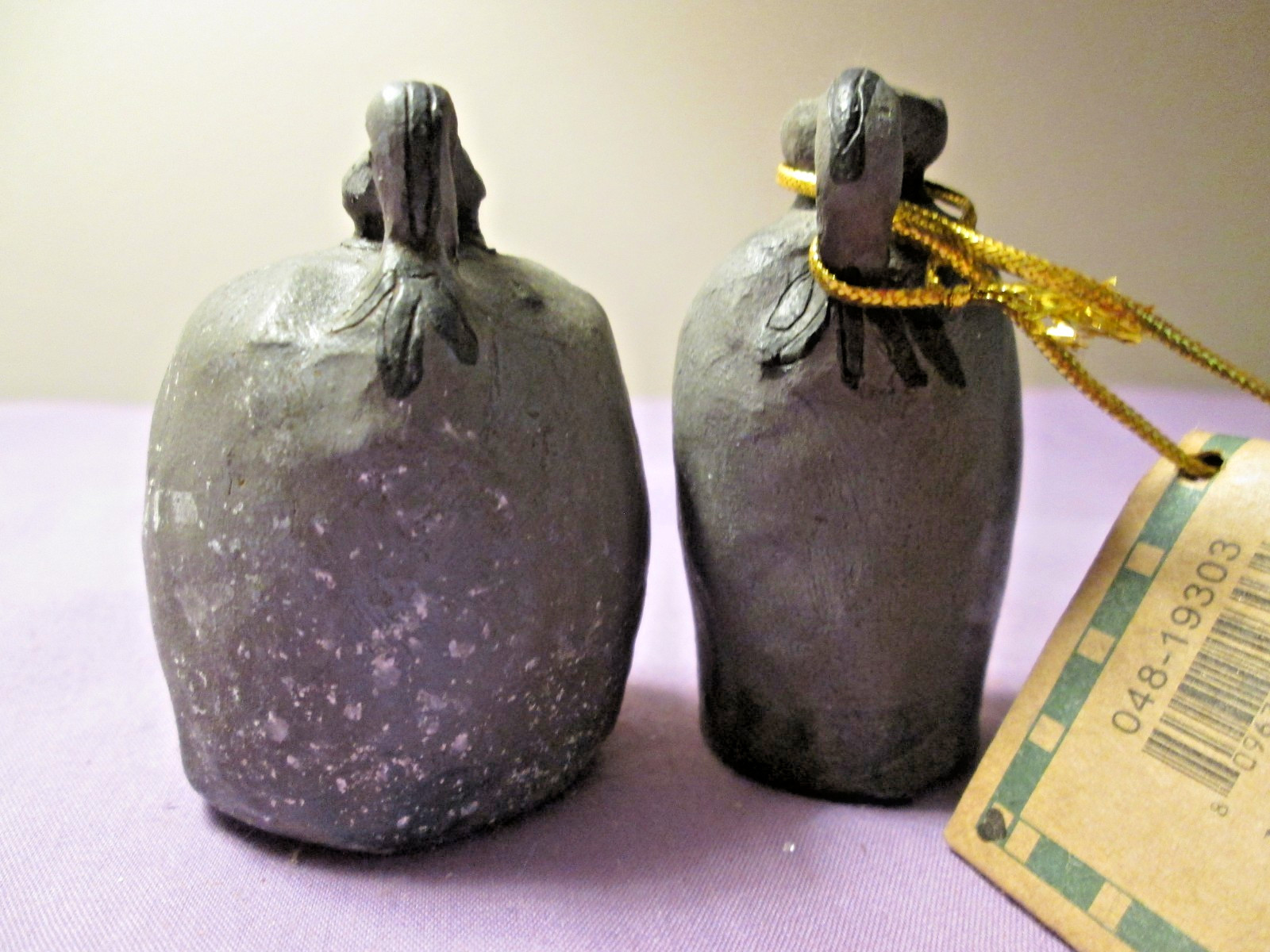 6 Mini Blossom Bucket Rustic Primitive Folk Art Gray & Black Urns Jugs Figurines