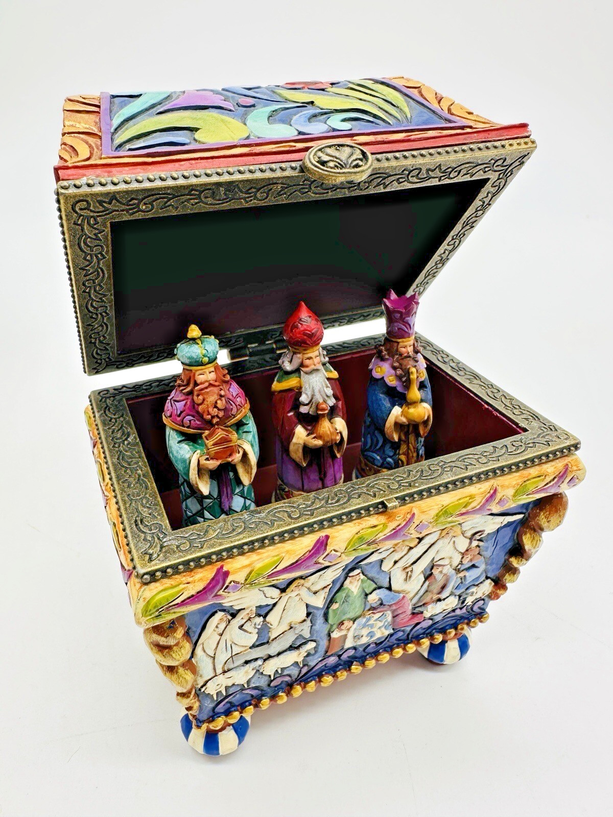 2009 Jim Shore Bearing Gifts For The Newborn King Nativity Hinged Box 4014472