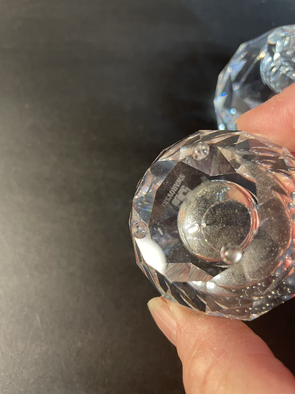Swarovski Silver Crystal Faceted Ball Candle Holders 2 Sizes-small Chips On All