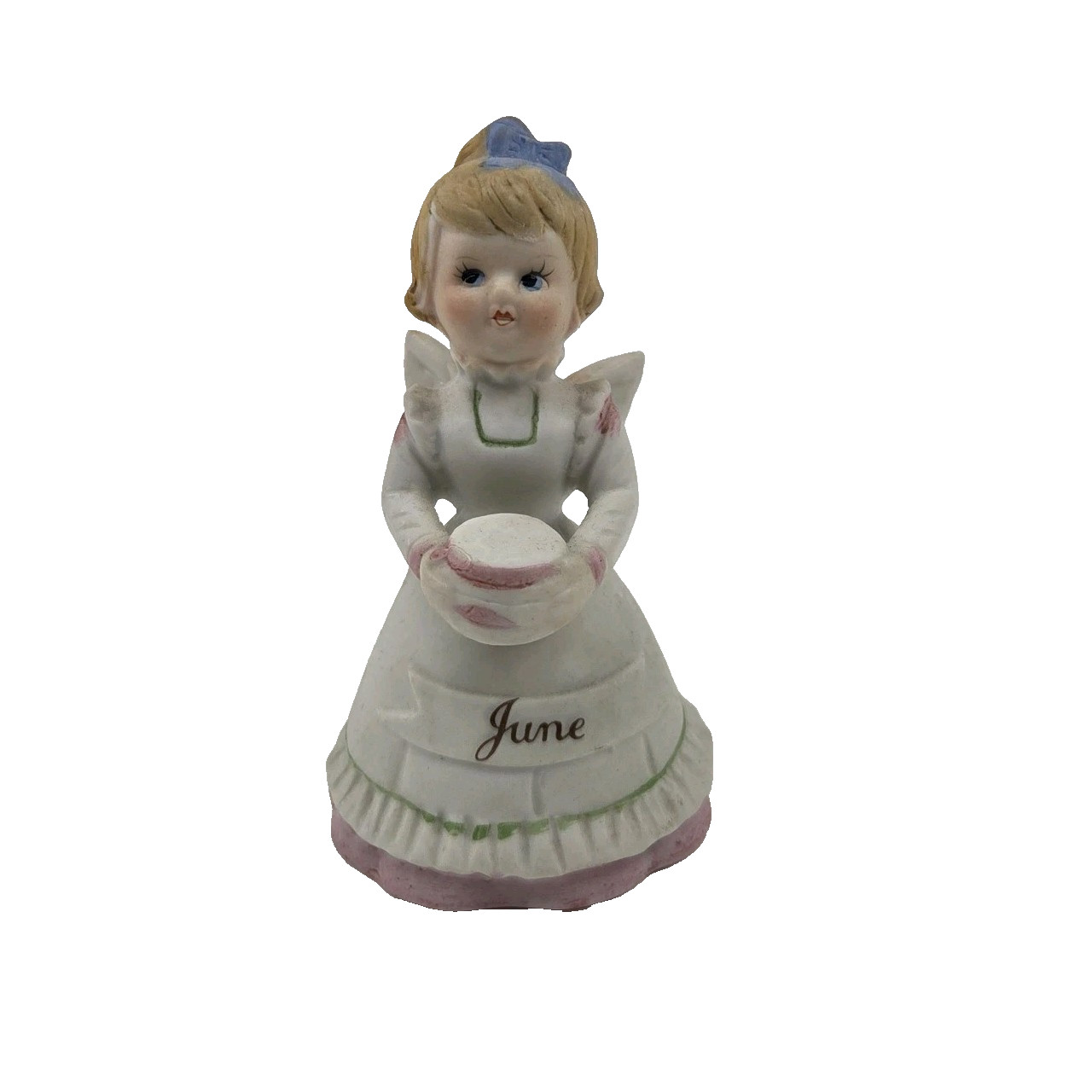 Vintage June Birthday Angel Bell Figurine Ceramic Porcelain Month Angel