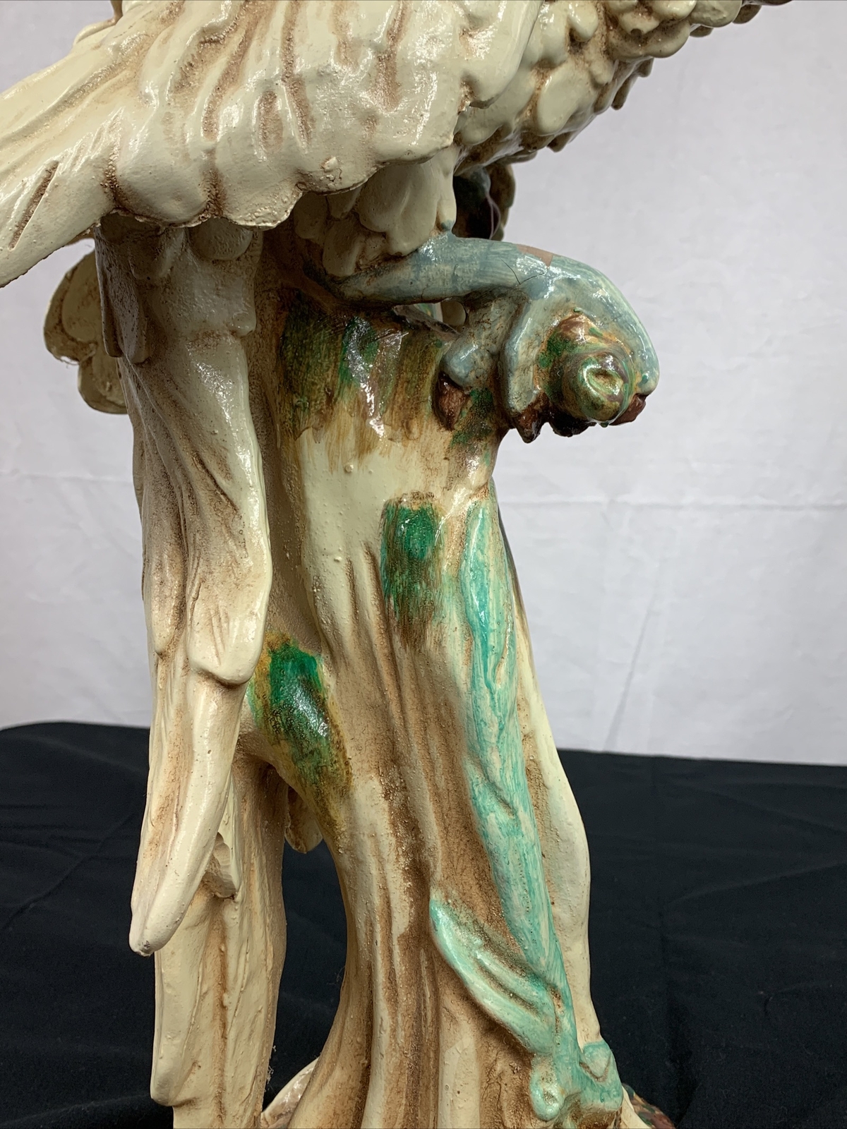 Ceramic Parrot Large Bird 19″ Tall Heavy Vintage Italian Style Flaws See Picture