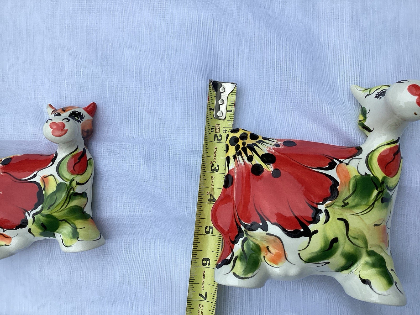Turov Multicolor Abstract Ceramic Cow Figurine Animal Sculpture Signed 2 Cows