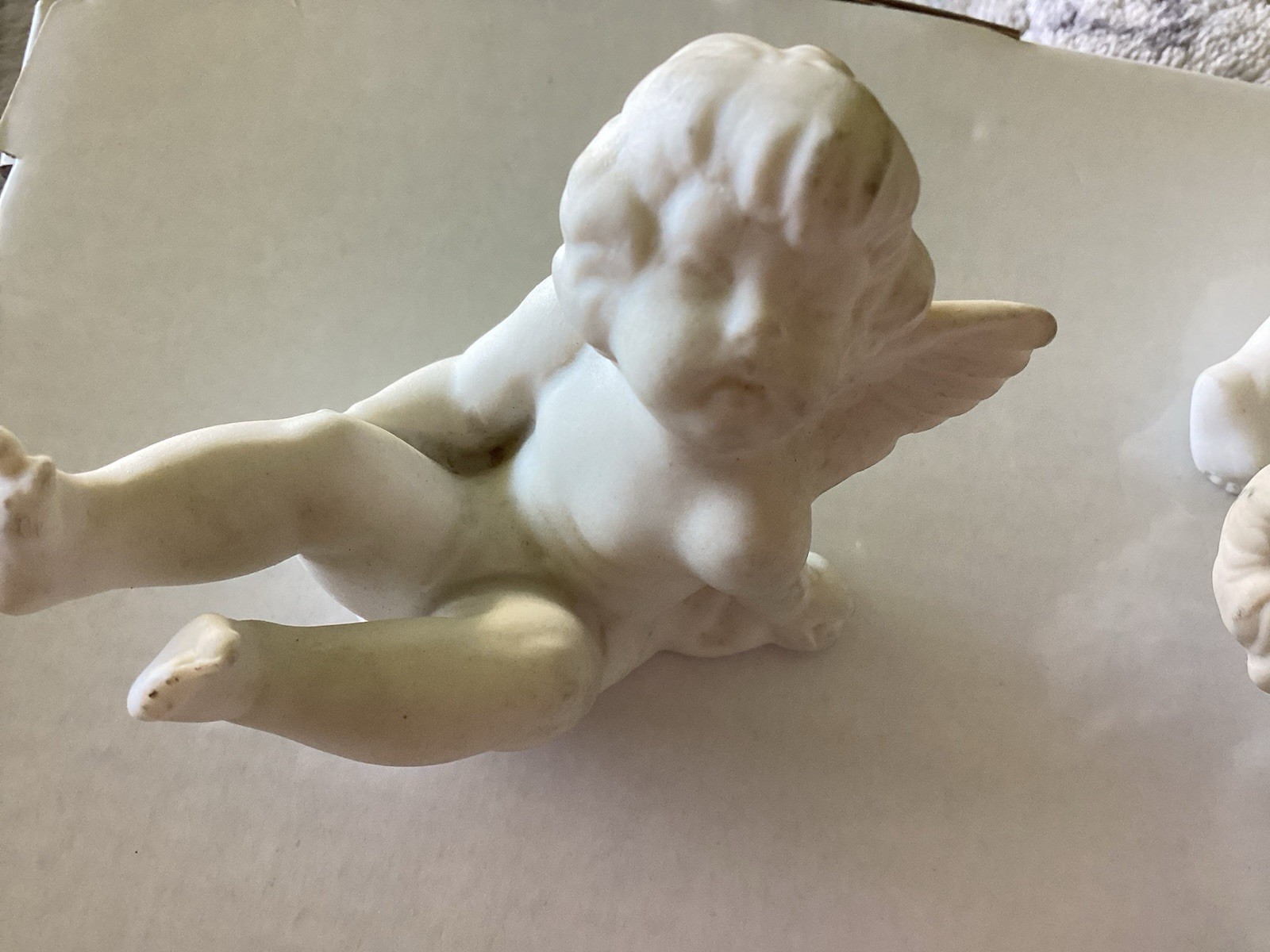 Vintage Set Of 3 Dresden Germany Bisque Tumbling Cherub Angel Figurines