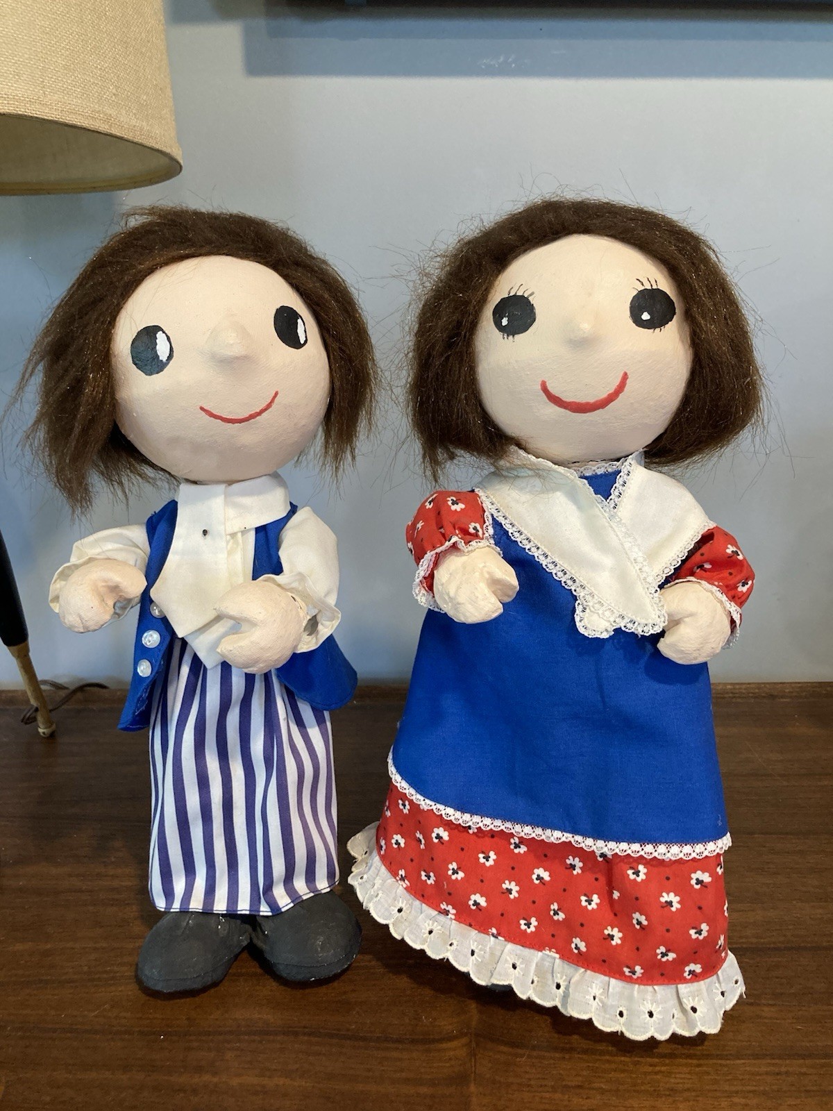 Vintage Handmade Paper Mache Face Doll Art People Patriotic 250 Years Decor