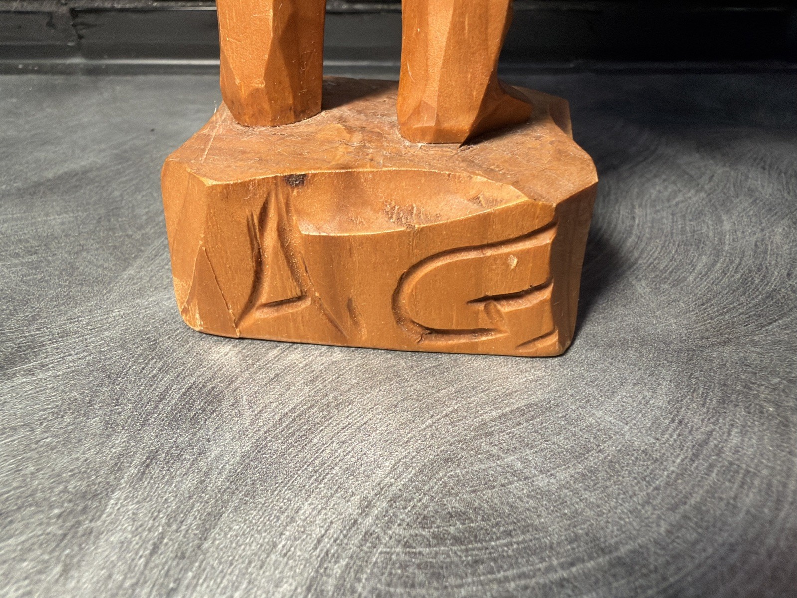 RARE Vtg Amede Godro Handcarved WOOD Hunter Axman Statue Quebec Artist Signed
