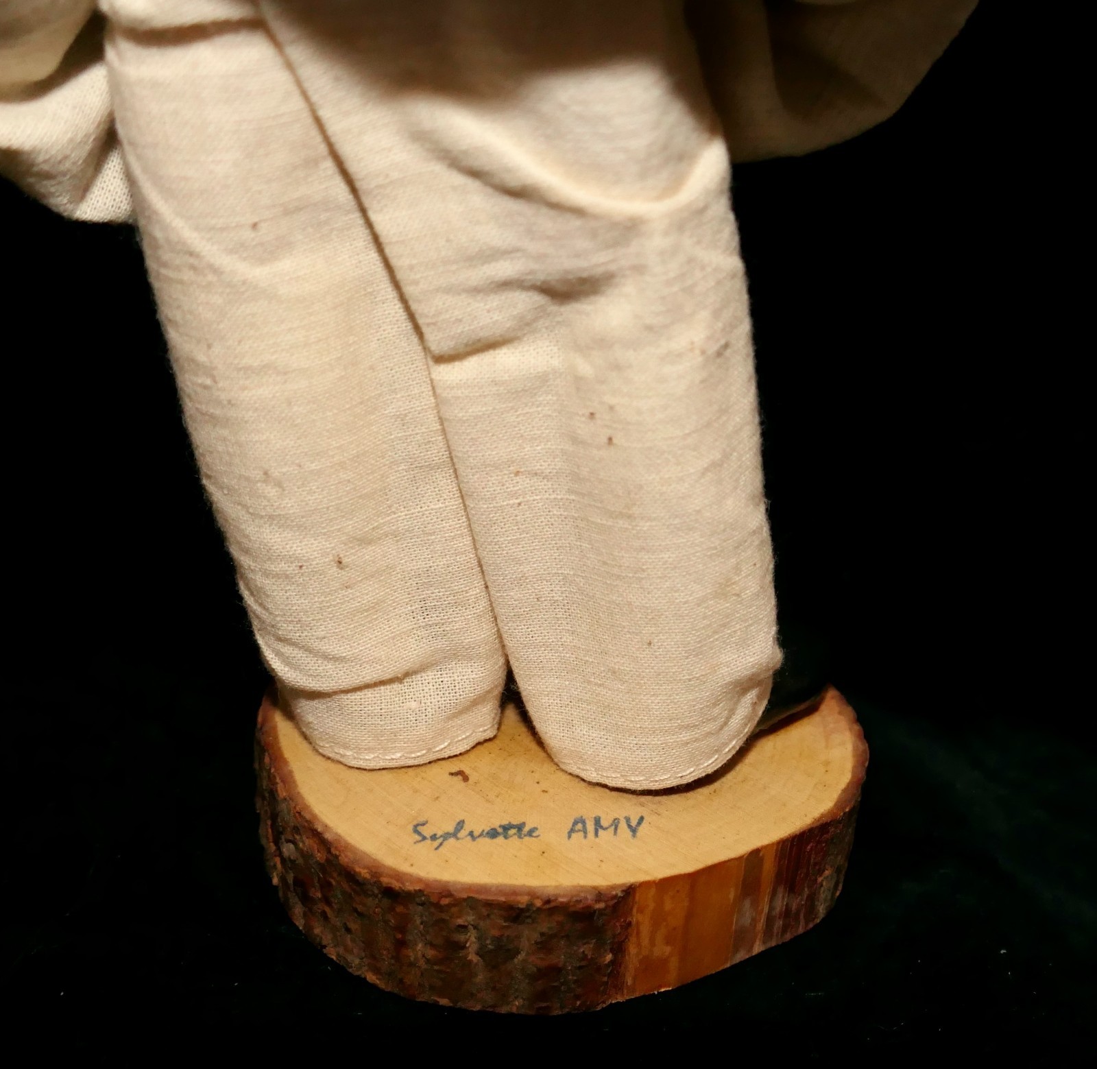 Vintage Santon France Signed Sylvette Amy Terracotta Woman Figurine Badge