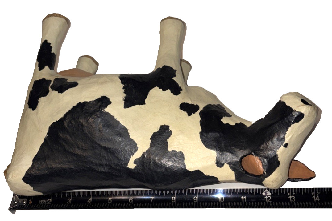 Linda & John Beazley Paper Mache Cow Bovine Parsley Junction Handcrafted ’94 SEE
