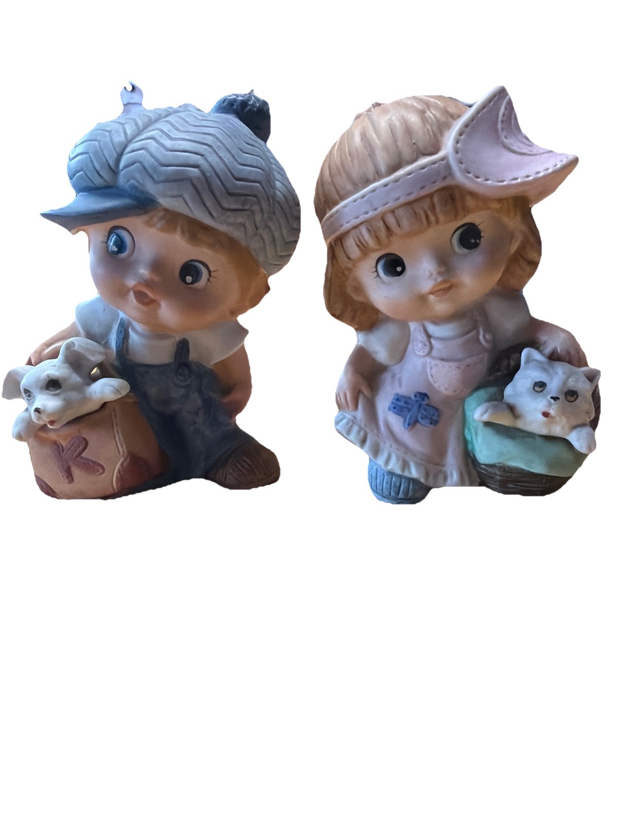 Vintage Homco Little Boy and Girl With Pets #1439 Porcelain & Ceramic Figurines