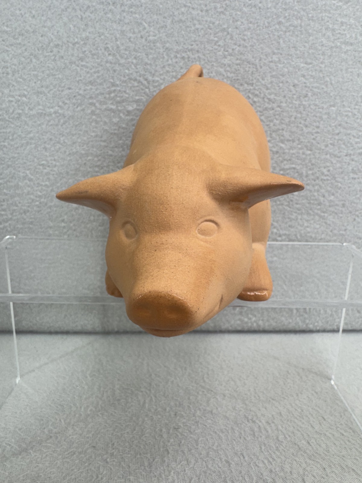 VTG 1988 Signed Terra Cotta Pig Figurine 6in Rustic Farmhouse Country Decor