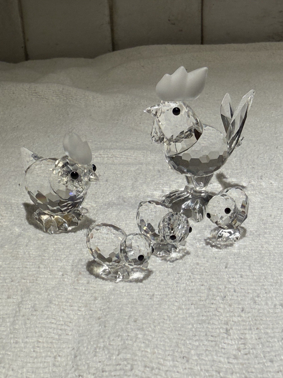 Swarovski Crystal Rooster, Hen, Chicks 7674, 7675, 7676