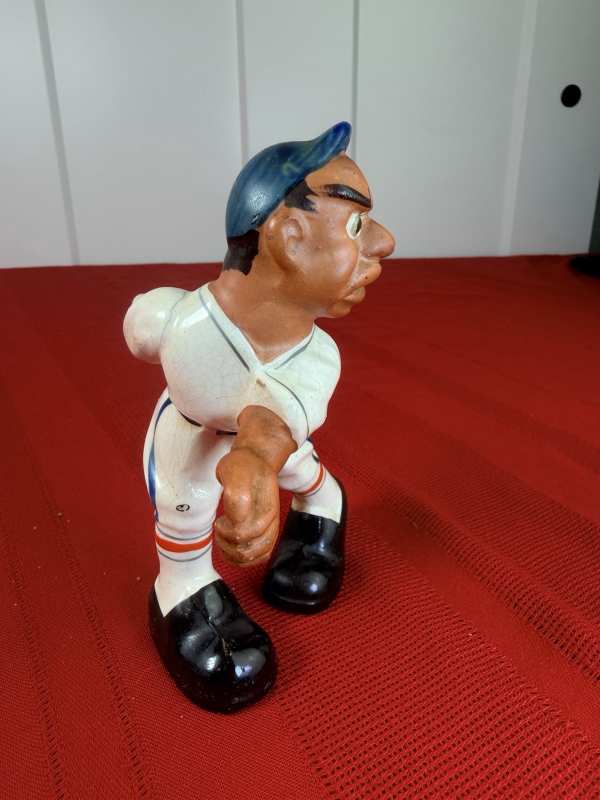 VTG 1950s Brute Baseball Ceramic Figurine “Lefty” Pitcher Caricature Japan