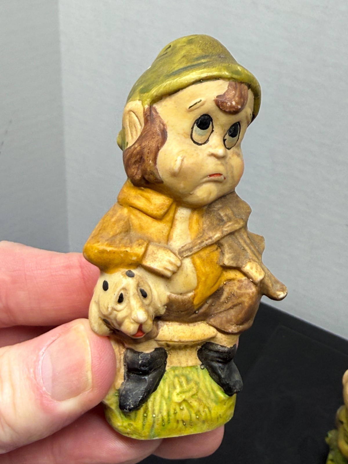 Set of 3 Small Carved Gnomes Leprechauns Resin? 3 1/2″ HIgh Whimsical