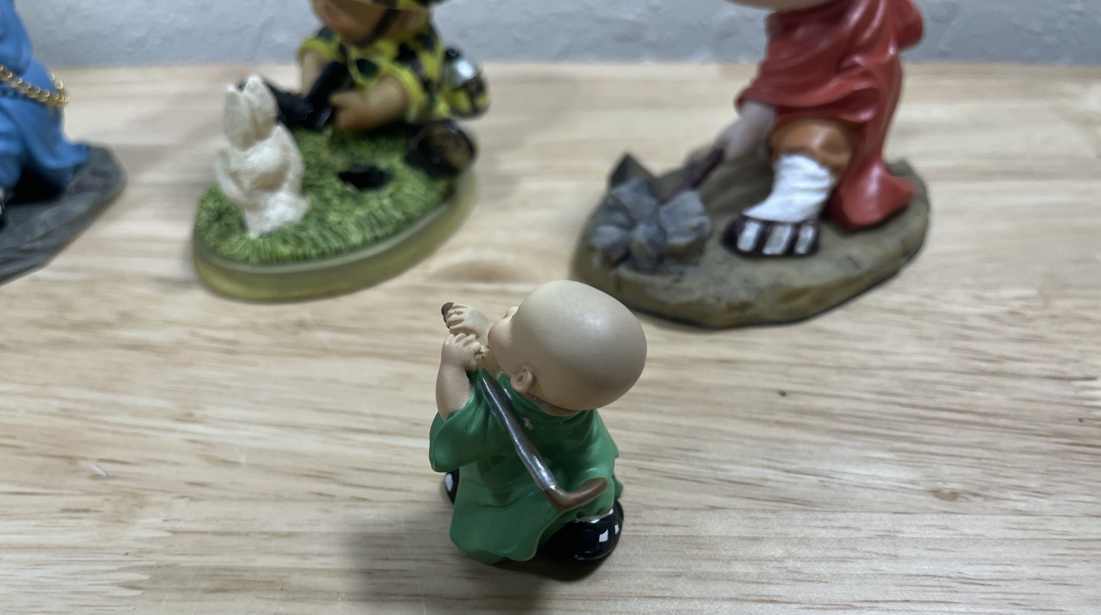 Vintage Chinese Asian Kung Fu Baby Boy Monk – Figurines – Resin – Lot Of 4