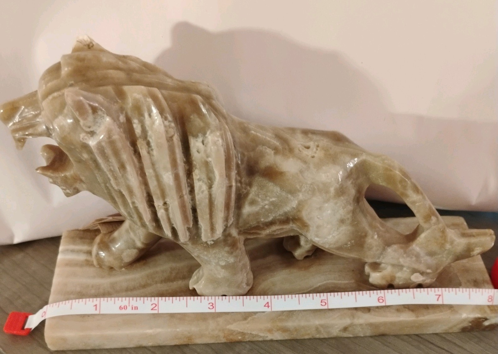 Large Marble Onyx Lion Statue Figure Sculpture Hand Carved paper weight desk