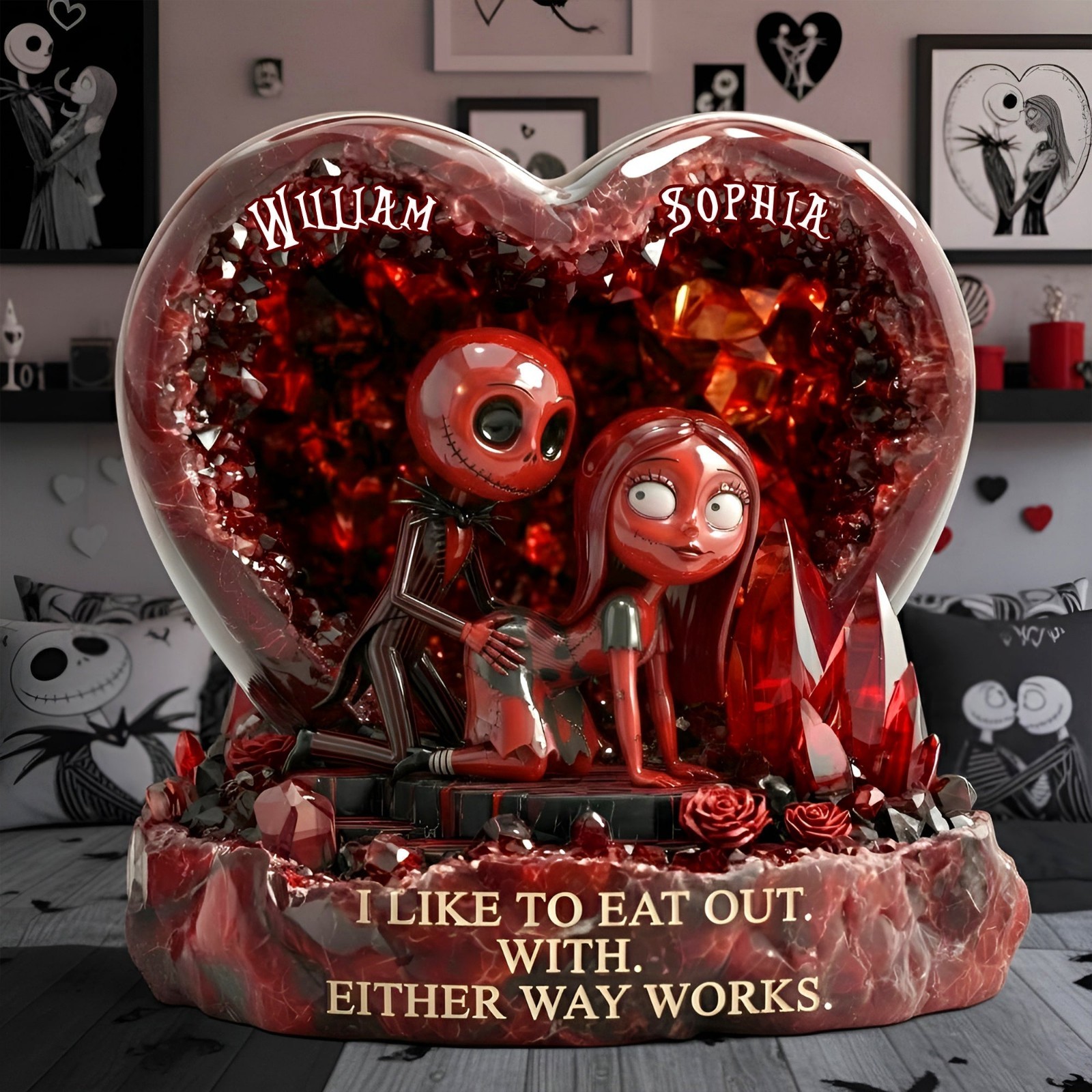 Personalized Jack Sally Nightmares Couple Acrylic Plaque Wooden Block Decor Gift