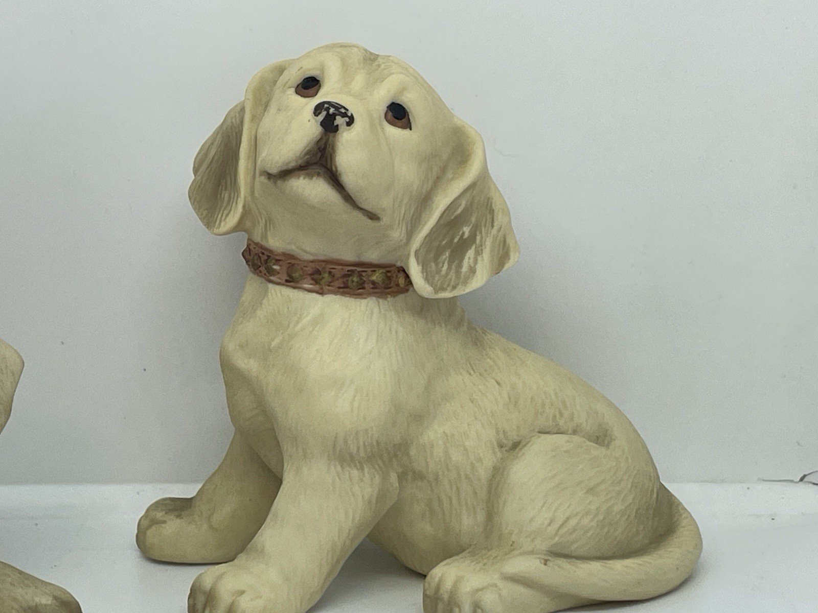 Vintage HOMCO Golden Labrador Dog Puppy Porcelain Figurines 1408 Set of 2
