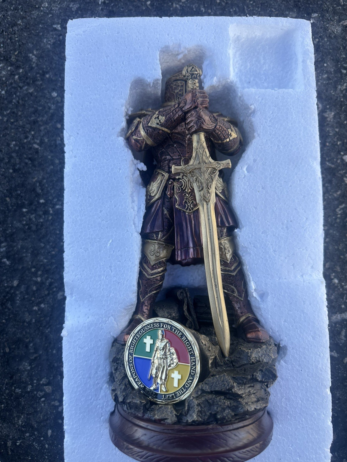 Bradford Exchange Power Of God Cold Cast Bronze Knight Sculpture Challenge Coin