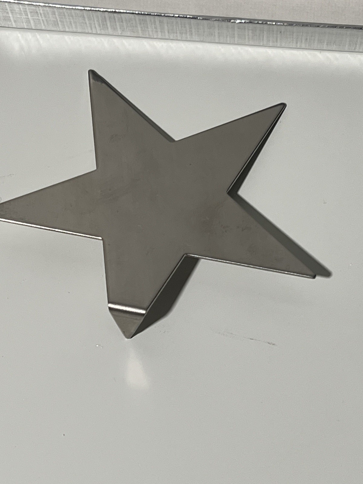 Metallic Silver Metal Star Figurine w/ Stand, Box & Blue Drawstring Pouch