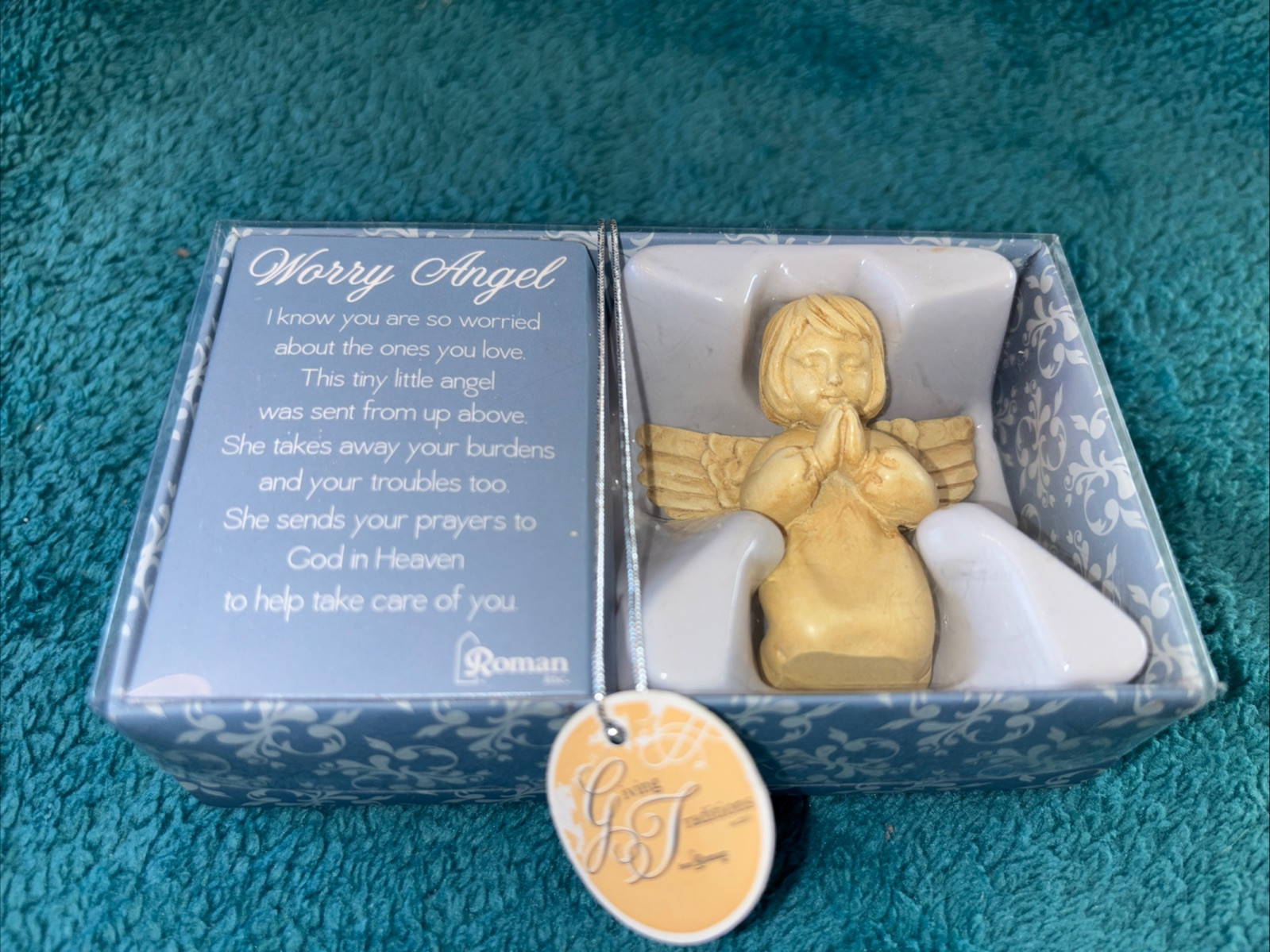 New In Box, Roman Inc Worry Angel 2.25″ x 2.5″ Carry with You Prayer Angel #H